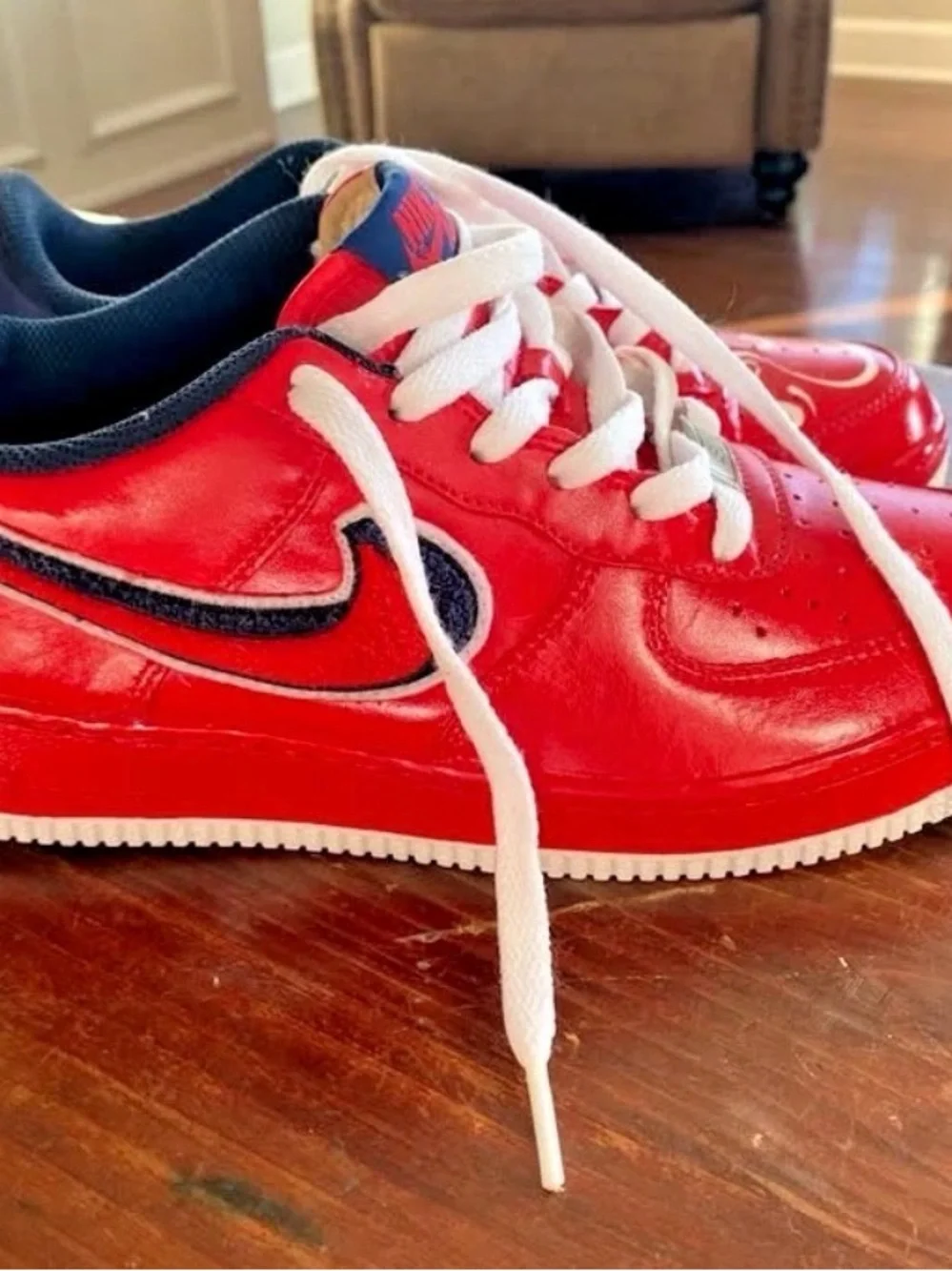Nike Air Force 1 Low Top Shoe Red, White, & Blue Women’s 8.5 Fashion Sneakers